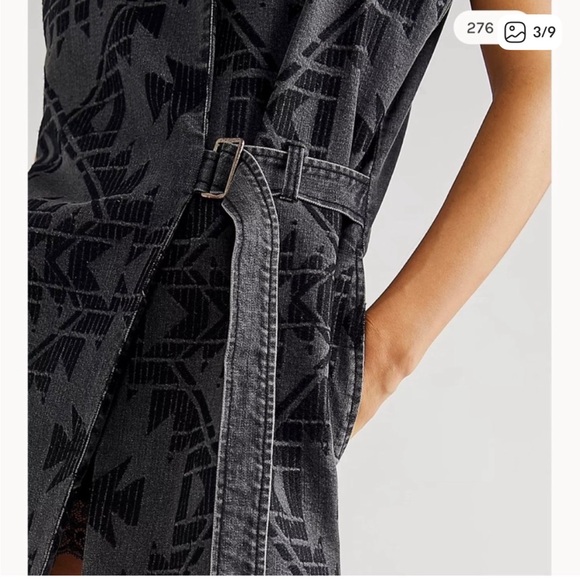 Free People Nordic Clash  Geometric Print Denim Wrap Vest.  Size Medium - Picture 3 of 12